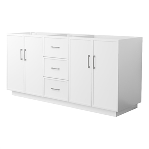 Elan TK 72&quot White Double Vanity & No Top & No Sink & Nickel Trim