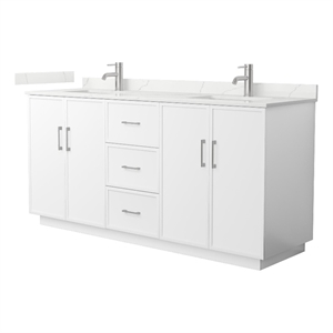 Elan TK 72&quot White Double Vanity & Giotto Quartz Top (1-Hole) & Nickel Trim