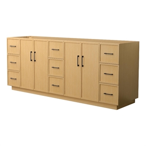 Elan TK 84&quot Light Oak Double Vanity & No Top & No Sink & Black Trim