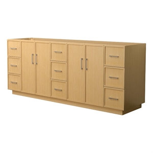 Elan TK 84&quot Light Oak Double Vanity & No Top & No Sink & Nickel Trim