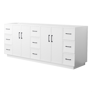 Elan TK 84&quot White Double Vanity & No Top & No Sink & Black Trim