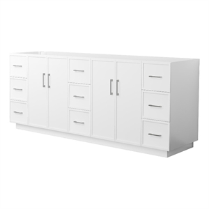 Elan TK 84&quot White Double Vanity & No Top & No Sink & Nickel Trim