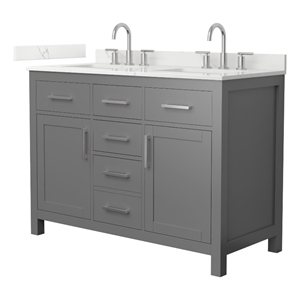 Beckett 48&quot Dark Gray Double Vanity & Giotto Quartz Top (3-Hole) & Nickel Trim