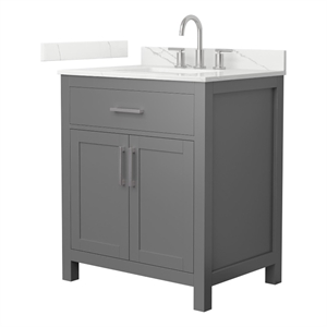 Beckett 30&quot Dark Gray Single Vanity & Giotto Quartz Top (3-Hole) & Nickel Trim