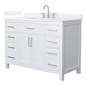 Beckett 48&quot White Single Vanity & White Quartz Top (3-Hole) & Nickel Trim