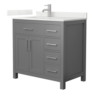 Beckett 36&quot Dark Gray Single Vanity & Giotto Quartz Top (1-Hole) & Nickel Trim