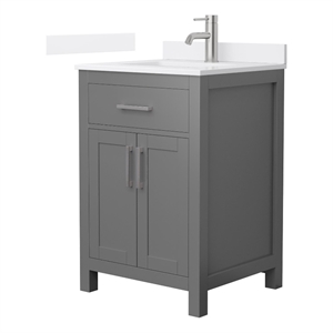 Beckett 24&quot Dark Gray Single Vanity & White Quartz Top (1-Hole) & Nickel Trim