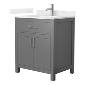 Beckett 30&quot Dark Gray Single Vanity & Giotto Quartz Top (1-Hole) & Nickel Trim