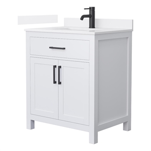 Beckett 30&quot White Single Vanity & White Quartz Top (1-Hole) & Black Trim