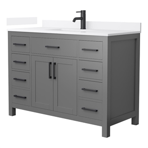 Beckett 48&quot Dark Gray Single Vanity & White Quartz Top (1-Hole) & Black Trim