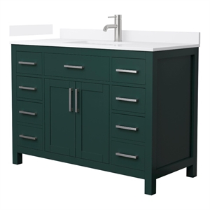 Beckett 48&quot Green Single Vanity & White Quartz Top (1-Hole) & Nickel Trim