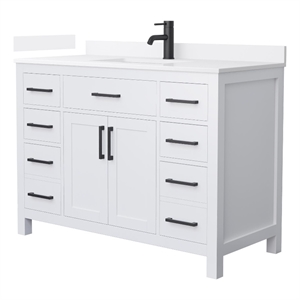 Beckett 48&quot White Single Vanity & White Quartz Top (1-Hole) & Black Trim