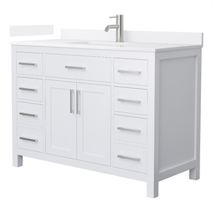 Beckett 48&quot White Single Vanity & White Quartz Top (1-Hole) & Nickel Trim