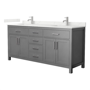 Beckett 72&quot Dark Gray Double Vanity & Giotto Quartz Top (1-Hole) & Nickel Trim