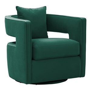 TOV Furniture Kennedy 17.8&quot Transitional Fabric Swivel Accent Chair in Green