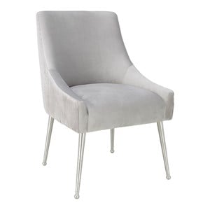 TOV Furniture Beatrix 19&quot Transitional Velvet Side Chair in Light Gray/Silver