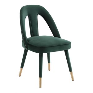TOV Furniture Petra 19.3&quot Transitional Velvet Side Chair in Green