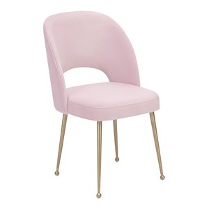 TOV Furniture Swell 19.3&quot Velvet/Stainless Steel Dining Chair in Blush Pink/Gold