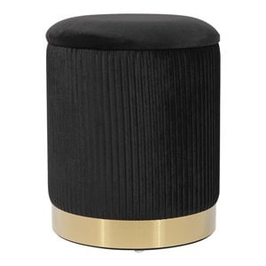 TOV Furniture Zoe 14.2&quotH Transitional Velvet Storage Ottoman in Black