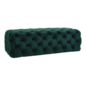 TOV Furniture Kaylee 16.1&quotH Soft Velvet Upholstered Ottoman in Green