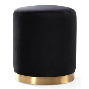 TOV Furniture Opal 18&quotH Contemporary Velvet Ottoman in Black/Gold