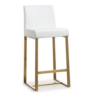 TOV Furniture Denmark 27&quot Fabric Counter Stools in White/Gold (Set of 2)