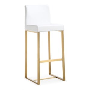 TOV Furniture Denmark 30.7&quot Fabric Bar Stools in White/Gold (Set of 2)