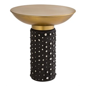 TOV Furniture Blaze 19&quotH Transitional Glass Side Table in Antique Brass