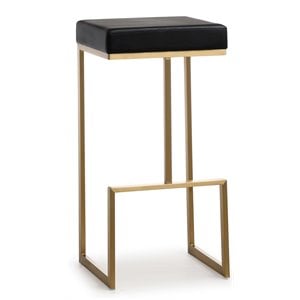 TOV Furniture Ferra 29.5&quot Leather/Steel Bar Stools in Black (Set of 2)