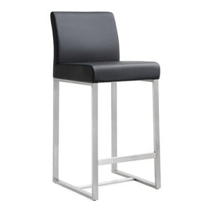 TOV Furniture Denmark 27&quot Contemporary Fabric Counter Stools in Black (Set of 2)