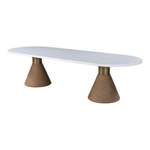 TOV Furniture Rishi 30&quotH Oval Rope Acacia Wood Dining Table in White/Brown