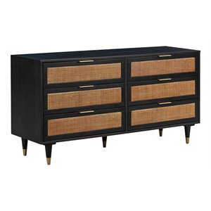 TOV Furniture Sierra 31&quotH 6-Drawer Modern Wood Dresser in Noir Black