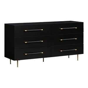 TOV Furniture Trident 32&quotH 6-Drawer Modern Wood/Iron Dresser in Black/Gold