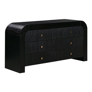 TOV Furniture Hump 32&quotH 6-Drawer Acacia Veneer & MDF Wood Dresser in Black