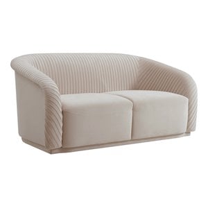 TOV Furniture Yara 31.3&quotH Velvet & Pine Wood Loveseat in Pleated Beige