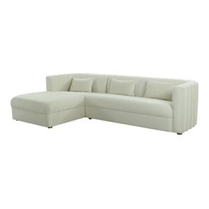 TOV Furniture Callie 29.5&quotH LAF Velvet Upholstered/Wood Sectional in Cream
