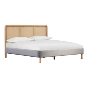 TOV Furniture Kavali 50&quotH Transitional Velvet Upholstered King Bed in Gray/Gold