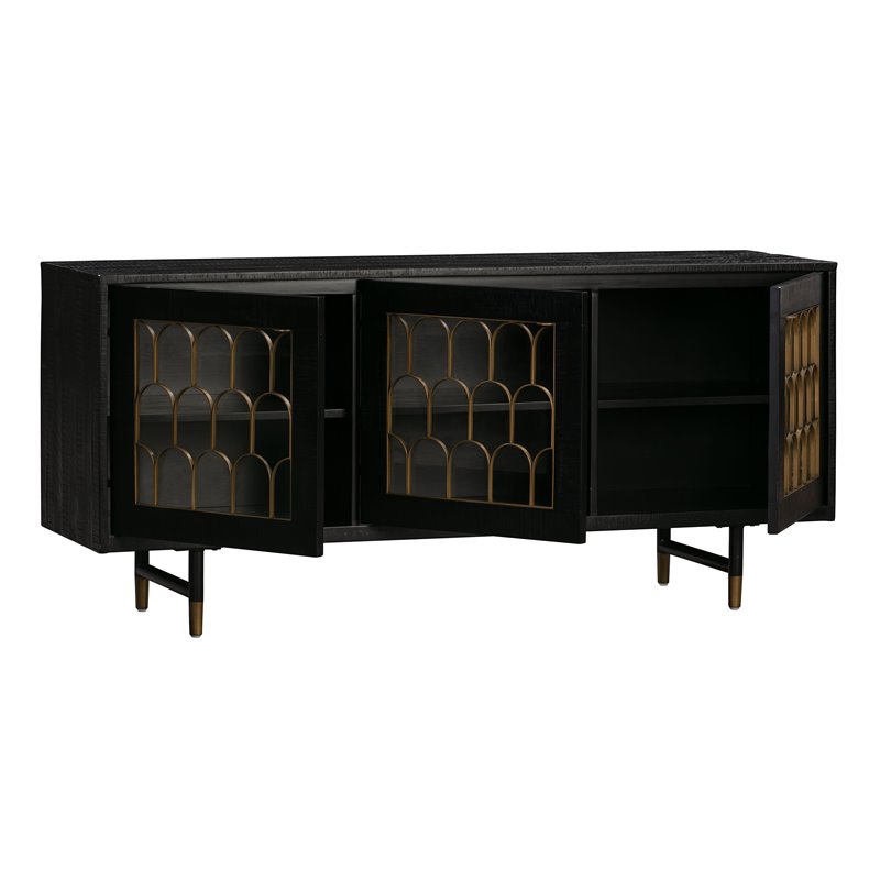 TOV Furniture Gatsby Transitional Acacia Wood Buffet in Black/Antique Brass
