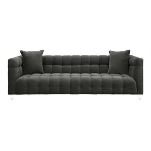 TOV Furniture Bea 29.35&quotH Transitional Velvet Upholstered/Acrylic Sofa in Gray