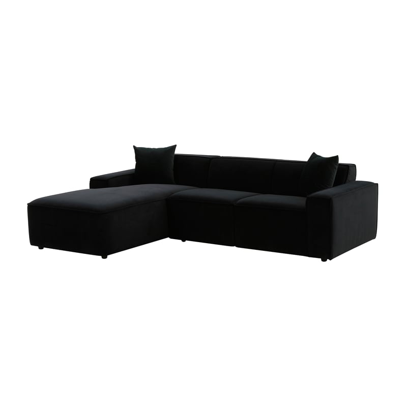 TOV Furniture Olafur Black Velvet Upholstered Sectional - LAF