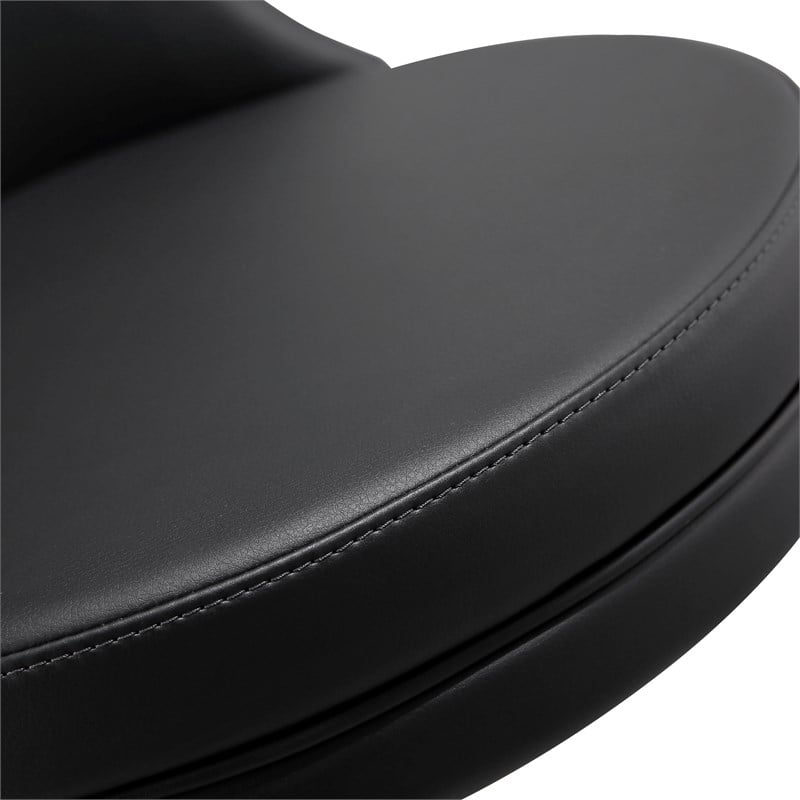 TOV Furniture Reagan Black and Silver Vegan Leather Adjustable Stool