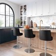 TOV Furniture Reagan Black and Silver Vegan Leather Adjustable Stool