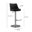 TOV Furniture Reagan Black and Silver Vegan Leather Adjustable Stool