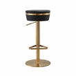 TOV Furniture Astro Black and Gold Vegan Leather Adjustable Stool