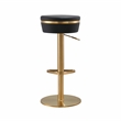 TOV Furniture Astro Black and Gold Vegan Leather Adjustable Stool