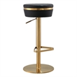 TOV Furniture Astro Black and Gold Vegan Leather Adjustable Stool