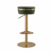 TOV Furniture Astro Malachite Green and Gold Vegan Leather Adjustable Stool