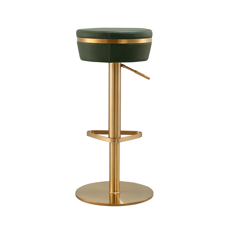 TOV Furniture Astro Malachite Green and Gold Vegan Leather Adjustable Stool