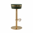 TOV Furniture Astro Malachite Green and Gold Vegan Leather Adjustable Stool