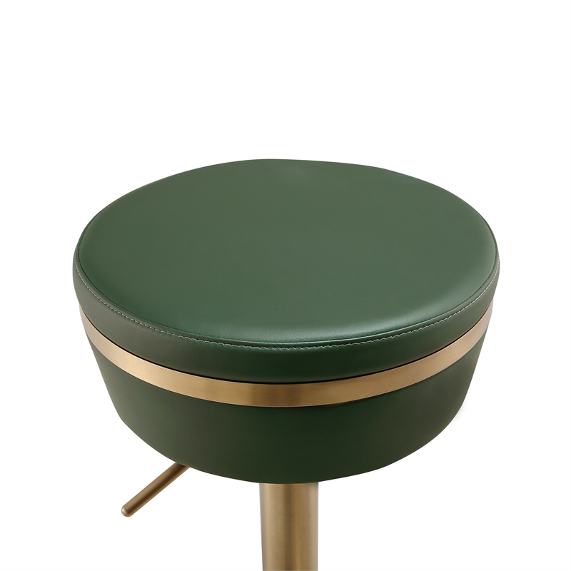 TOV Furniture Astro Malachite Green and Gold Vegan Leather Adjustable Stool